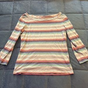 Multicolored striped long sleeve shirt slightly cropped